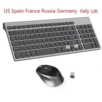 English Russian French Spanish Italy UK German ​Wireless Keyboard and Mouse Combo 2.4G USB Silent Keyboard Set for Laptop PC