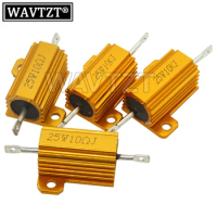 1PCS RX24 25W Aluminum Power Metal Case Wirewound Resistor 1 2 3 5 6 8 10 20 100 150 1K 10K Ohm 0.01R ~ 30K