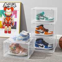 AURGA透明侧开鞋盒球鞋展示亚克力磁吸收纳盒子塑料鞋柜网红鞋墙 交換禮物