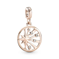 จี้ชาร์ม Star 14k rose gold-plated medallion with clear cubic zirconia สีโรส