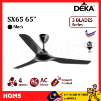 DEKA SX65 65 inch AC Motor 4 Speed Black Ceiling Fan Remote Control 3 Blades Kipas Siling HOMS