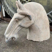 Old Chinese Han Dynasty(25---189) porcelain horse head Statue,Free shipping