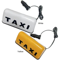 12V Fashion Taxi Sign Light with Adhesive Base Roof Taxi Sign White/Yellow COB Taxi Sign Cab Super Bright Roof Top Topper