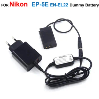 USB C Power Cable+EP-5E EP5E DC Coupler EN-EL22 ENEL22 Fake Battery+EH-5A PD Charger Adapter For Nikon 1 J4 S2 1J4 1S2