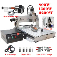 4Axis CNC 6040 2200W Milling Router Machine USB 1500W Metal Carving Wood Cutting Lathe for Woodworking Aluminum Engraving EU