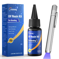 UV Resin Kit with Light Curing & Bonding in Seconds 30g/1oz Transparent UV Glue with UV Flashlight f
