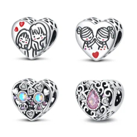 Silver Colour Sisters Beads Fit Pandora Charms Silver Colour Original Bracelet for Jewelry Making
