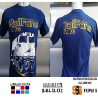 Stok Terbatas! KAOS RAILFANS CC 206 KERETA API INDONESIA LOKOMOTIF KAI - SABLON DEPAN BELAKANG  Baru