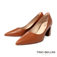 【TINO BELLINI 貝里尼】巴西進口尖頭素面高跟鞋FWDV028-9(咖啡)