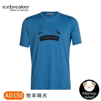 【Icebreaker 男 Tech LiteII圓領短袖上衣(牧羊萌犬)AD150《水藍》】IB0A56CT/排汗衣/短T