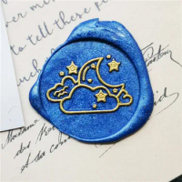 moon star clouds seal wax stamp head of moon Retro Wood Stamp Sealing Wax Seal Stamp Wedding Decorative sealing Stamp wax seals