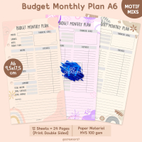 Gocreation17 Kertas Refill Isi Binder Budget Monthly Planner Motif Premium A6 Notes Paper
