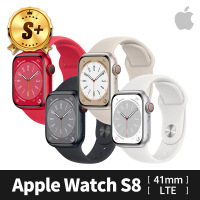 【Apple】S+ 級福利品 Apple Watch S8 LTE 41mm 鋁金屬錶殼搭配運動錶帶(原廠保固中)