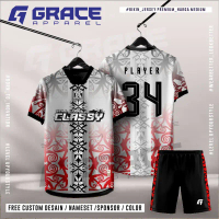 jersey bola volly badminton futsal sepakbola BATIK DAYAK MERAH OUTIH INDONESIA SOCCER BULUTANGKIS