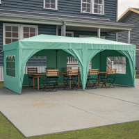 10'x20' Pop Up Canopy Outdoor Portable Party Folding Tent with 6 Removable Sidewalls + Carry Bag + 4pcs Weight Bag Green