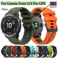 22mm Quick Fit Strap For Garmin Fenix 6 /6 Sapphire GPS Adjustable High Quality Silicone Wristband For Garmin Forerunner 965