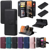 For SAMSUNG Galaxy S23 Ultra Luxury 10 Card Holder Slots Leather Case Wallet Book Cover For Samsung S23 PLUS S23+ Phone Bags