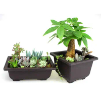 1PC Flower Pot Imitation Plastic Square Pots Flower Bonsai Bowl Nursery Basin Planter Imitation Rect