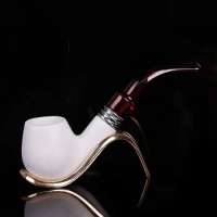 Resin Pipes Chimney Double Filter Wood Smoking Pipe Herb Tobacco Pipe Cigar Grinder Smoke
