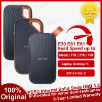 SanDisk SSD E30 E81 E61 Portable Solid State Drive 500GB 1TB 2TB 4TB USB 3.2 Hard Drive Flash Disk for PC Desktop External SSD
