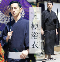 日本男士和服浴衣長袍日式家居服浴袍夏の涼花火腰帶套裝浴衣透氣