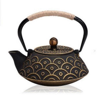 煮茶壺生鐵壺無塗層茶具(規格:魚紋) 
