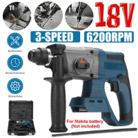 6200RPM Electric Hammer For 18V Makita Battery 3 Speeds Adjustable Hammer Impact Drill High Power Tools with Box