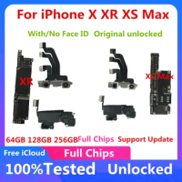 Clean ICloud Mainboard Original Unlocked For iPhone XS Motherboard 64GB 256GB 512GB Logic Board With/No Face ID XR XS MAX