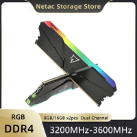 Netac DDR4 3600MHz 3200MHz RGB Ram Memory DDR4 8GBx2 16GBx2 DIMM Memoria Dual Channel DDR4 RAMs for X99 Motherboard Intel AMD
