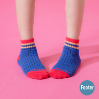 【FOOTER除臭襪】小小英雄運動氣墊襪-童款-局部厚(ZH190-藍)