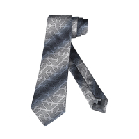 EMPORIO ARMANI刺繡老鷹LOGO花紋搭漸層設計真絲領帶(寬版/淺灰)