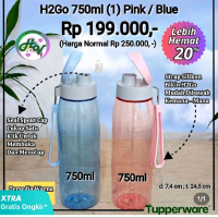 Tupperware H2go 750ml (1) Pink / Blue