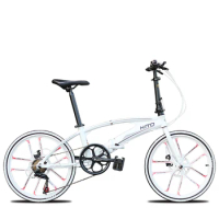 HITO-Double Tube Folding Bicycle, Super Portable Disc Brake, Variable Speed, Adult, Male and Female Road Bicycle, 22 Inch