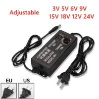 220V To 5V 9V 12V 24V Power Adapter 1A 2A 3A 5A Universal AC DC Adjustable Power Adapter Supply Display Screen Voltage Regulated