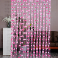 Romantic two-color love cord decoration fringe partition curtain through rod finished curtain 39.37*78.74in