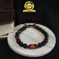 Gelang Batu Akik Alam Kristal Hitam MOWO BRACELET Asli Kalimantan Pria Wanita