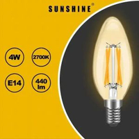 陽光 - [2件優惠裝] LED燈膽(復古無尾燈絲椒膽) - 4W / E14細螺頭 / 黃光2700K #LED蠟燭燈膽 #LED燈泡 (LCANG-4E14W)