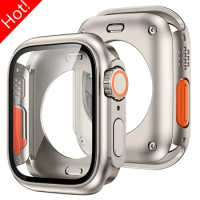 Change To Ultra Full Cover Case for Apple Watch 45mm 44mm 40MM 41MM Tempered Glass Screen Protector for IWatch Series 8 7 6 SE 5