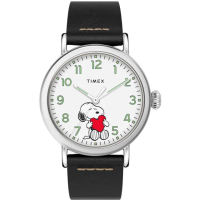 【TIMEX】天美時 x SNOOPY 限量聯名系列 擁抱愛心手錶 白x黑 TXTW2U72200