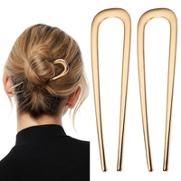 Metal French Hair Pins 2 Pcs Gold Hair Pins for Women Girls U-Shaped French Pins for Buns French Twi