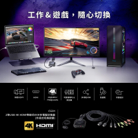 ATEN 2埠USB 4K HDMI帶線式KVM多電腦切換器(CS22H)