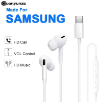 Wired Headphones For Samsung Galaxy S24 S23 S21 S22 S20 Plus Type USB C 3.5mm Jack Earphones A54 A34