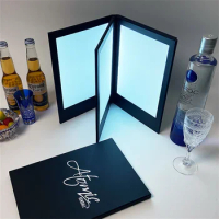 Rechargeable LED Lighted Menu LED Backlit Menu Led Menu Display Single Double Triple A4 Led Menu book For Restaurant Bar Decor