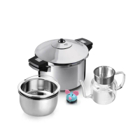 【瑞康屋Kuhn Rikon】瑞士6L壓力鍋+煉雞精配件+油水分離壺1200cc+UCOM 超萌粉彩豬計時器(來自瑞士第一品牌)