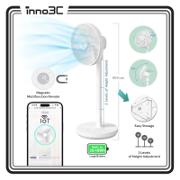 手機APP IoT智能遙控風扇 可調校3種高度 智能電風扇 i-SF8｜內置可充電電池 座地風扇 座枱風扇｜10段風力 3D搖頭送風 無線風扇