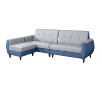 【新生活家具】《喬治亞》藍色 灰色 四人座+腳凳 L型沙發 皮沙發 布紋皮 套房沙發 台灣製造 工廠直營 訂製沙發