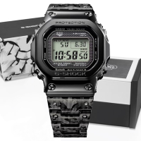 CASIO 卡西歐 G-SHOCK40周年 藝術家Eric Haze聯名 太陽能藍芽全金屬方形電子錶(GMW-B5000EH-1)