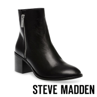 STEVE MADDEN-RAMBLER 側拉鍊粗跟短靴-黑色