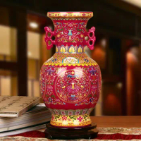 Jingdezhen Ceramics vase High-grade Crystal Glaze Rose And Red Ears Lotus Flower Vase Modern Chinese Household Decoration vase