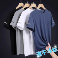 Short Sleeve T-Shirt Men Summer Trendy Brand Thin Half Sleeve Men Ice Silk T-Shirt Loose Quick-Dry A